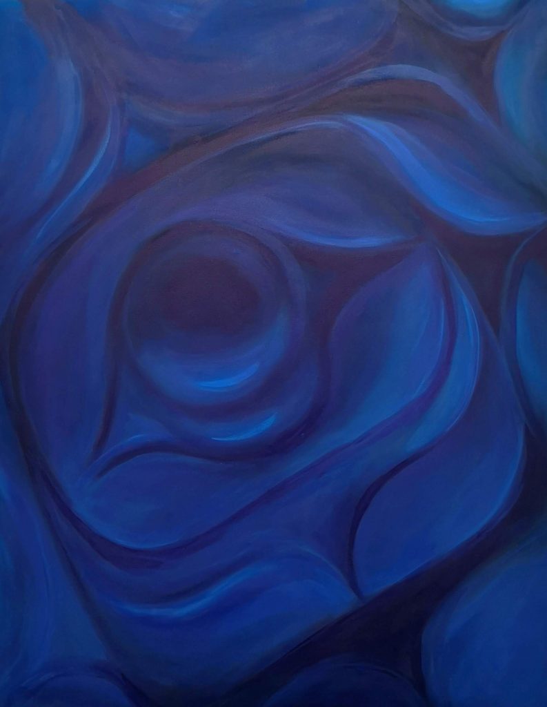 blue northwest coast formline, abstracted eye